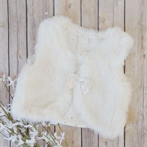 H & M White Fur Vest 12-18 months